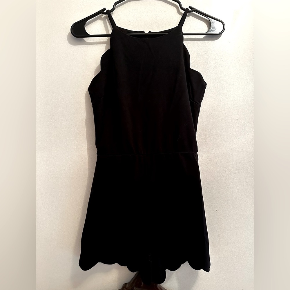 Scalloped Black Romper